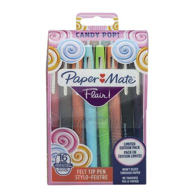 Pochette de 16 Paper Mate Flair Candy POP Feutres de Coloriage, pointe  moyenne 0,7 mm